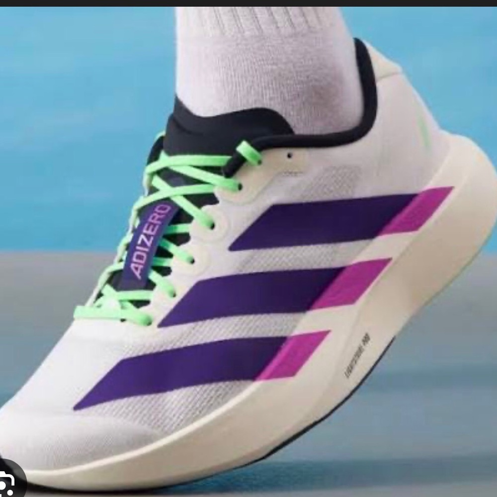 Adidas ADIZERO EVO SL White Collegiate Purple Authentic NEW new
